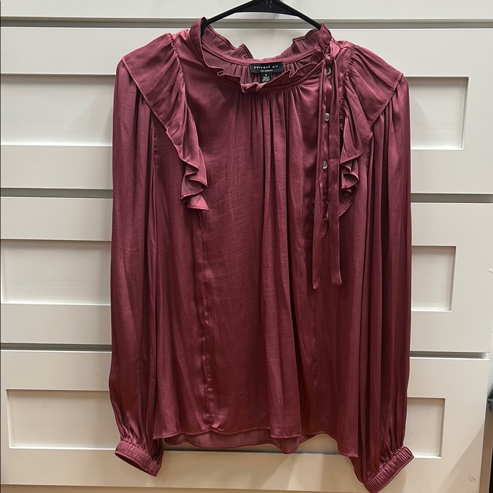 Current Air Women's Ruffled Burgundy Blouse Size S